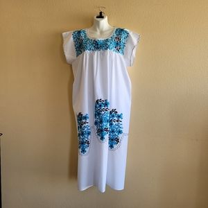 Unbranded Catfan Maxi Embroidered Dress 100% Cotton Multicolor Plus Size